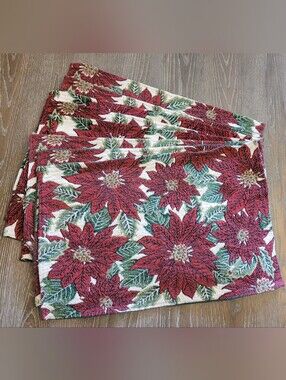 Holiday Poinsettia Jacquard Placemats